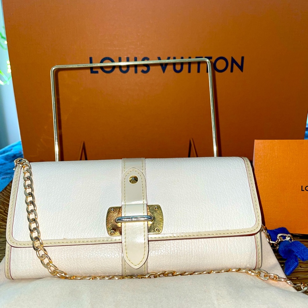 Louis Vuitton Cream Leather Chain Shoulder Bag